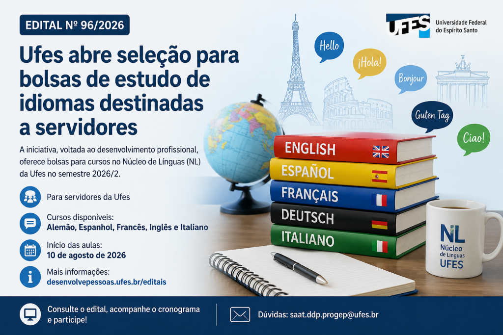 Ufes abre seleção para bolsas de estudo de idiomas destinadas às pessoas servidoras